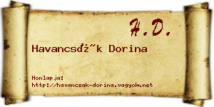 Havancsák Dorina névjegykártya